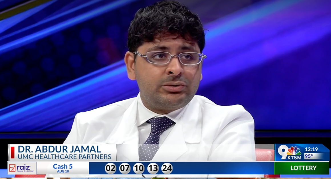 Dr. Abdur Jamal of UMC Healthcare Partners speaks during a KTSM television interview about vascular healthcare in El Paso.