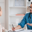 Doctor talking to patient about health literacy.
