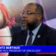 Frantz Bertaud, Senior Vice President of Oncology, discusses breast cancer during a live ABC-7 Xtra television segment.